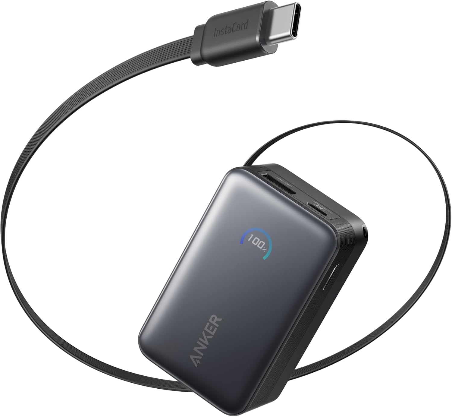 Anker Nano 10K 45W Power Bank with Retractable USB-C Cable - Black