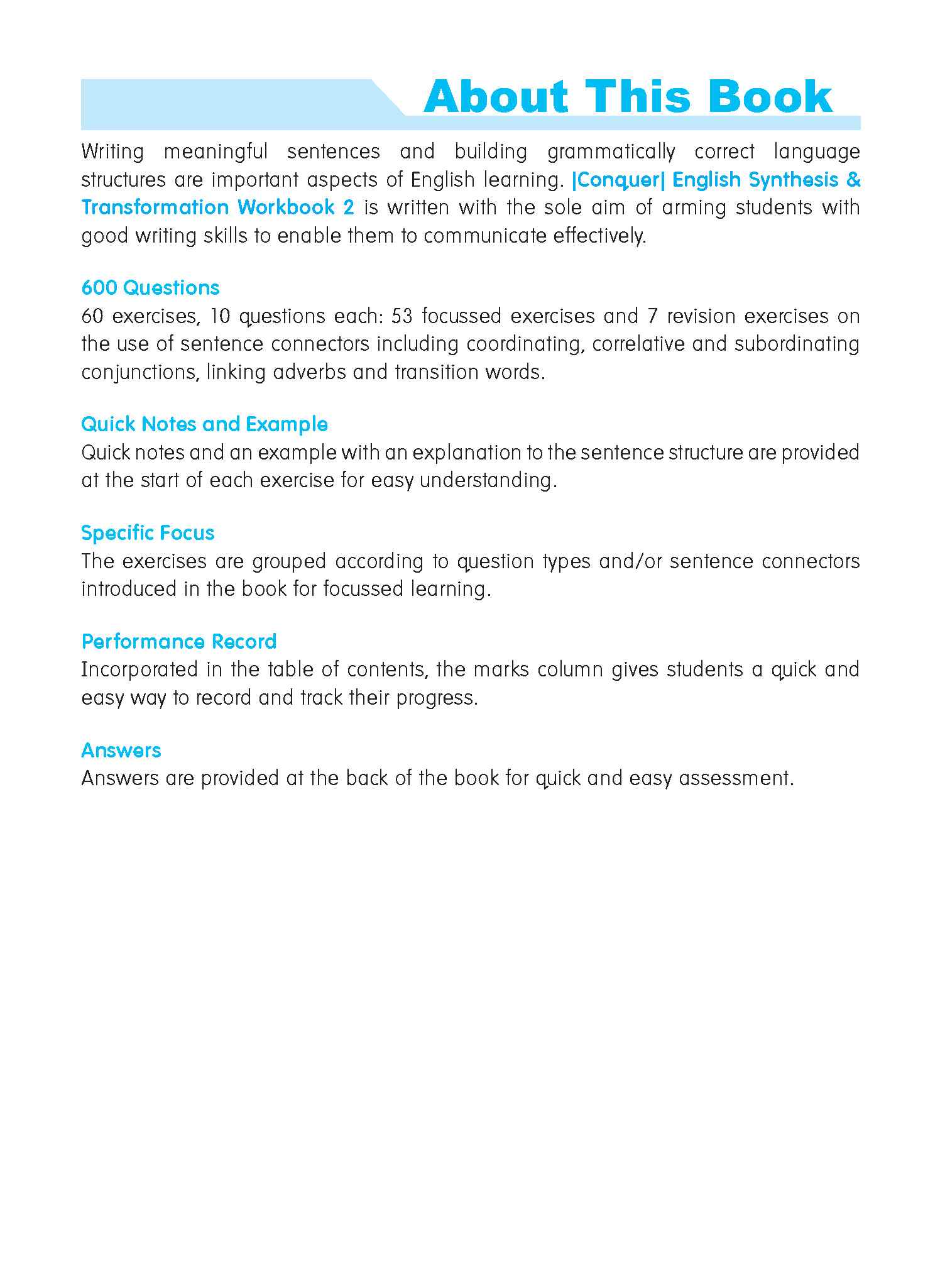 Primary 2 Conquer English Synthesis & Transformation Workbook 2 - 6th Edition