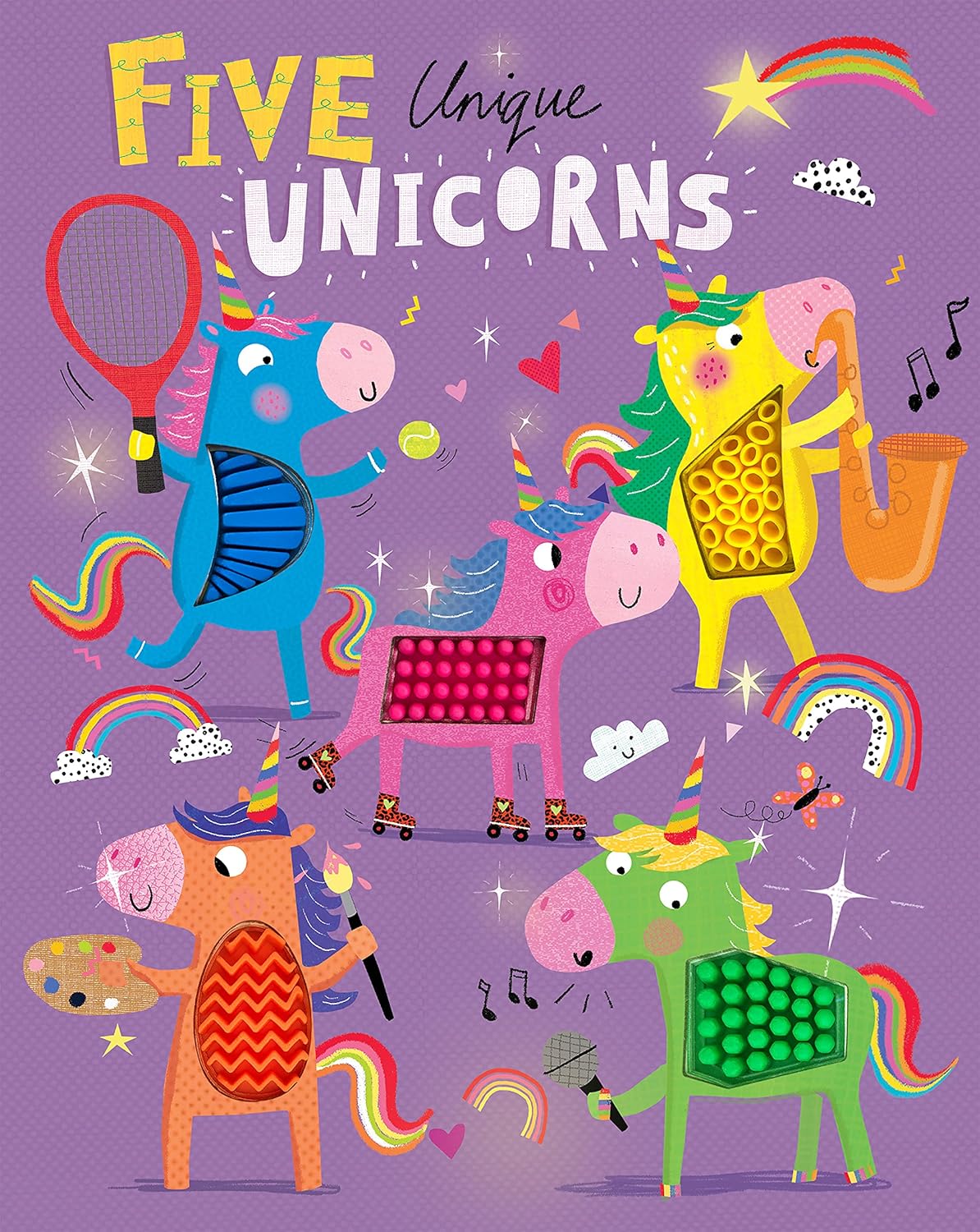 Five Unique Unicorns - Silicone Touch and Feel Board Book - Counting (Board Book)
