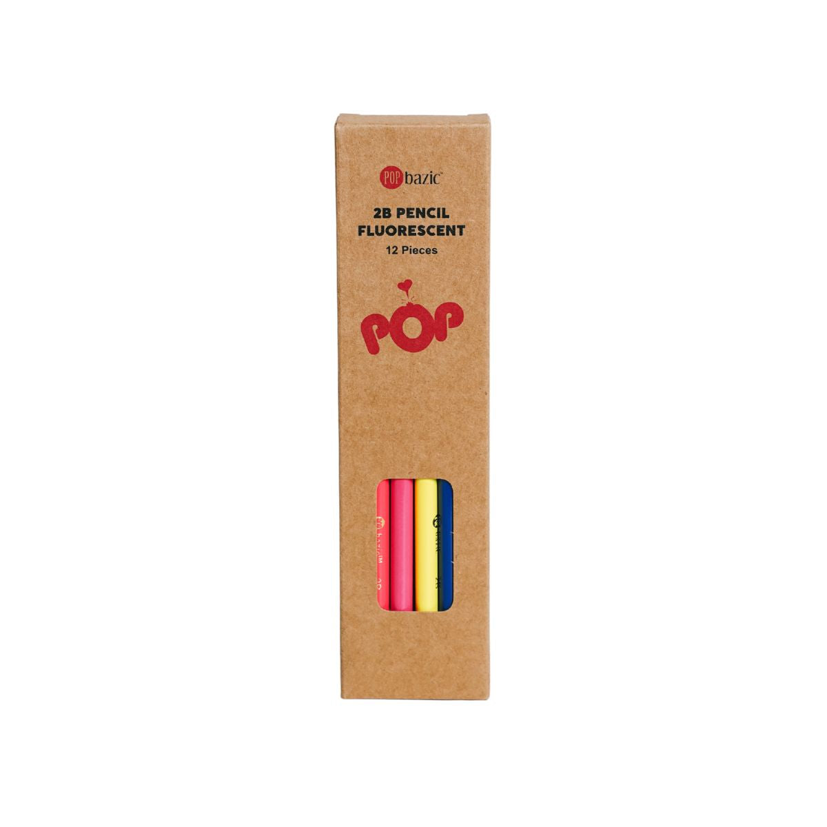 Pop Bazic 2B Fluorescent Pencils with Eraser (12-Piece)
