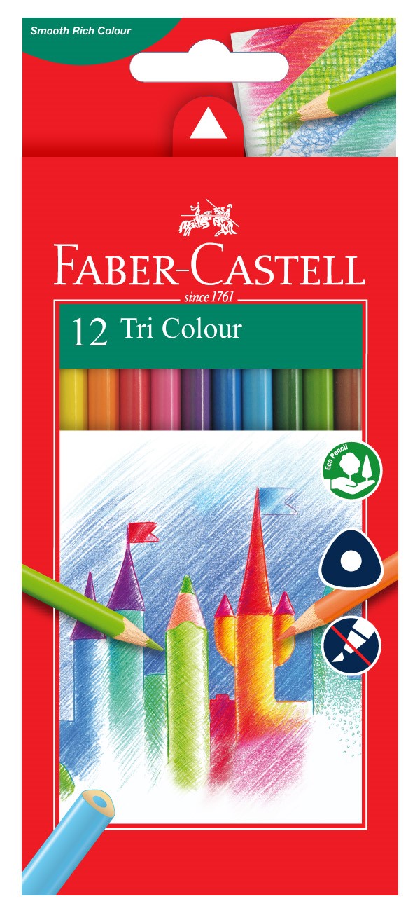 Faber-Castell Triangular Colour Pencils, 12 Colours-115853