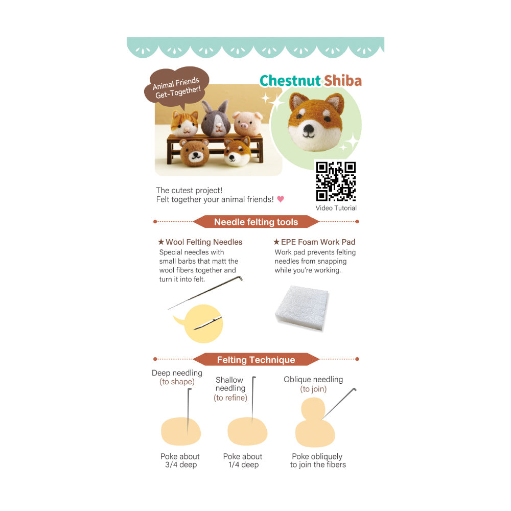 DIY Animal Felting Key Charm - Chestnut Shiba