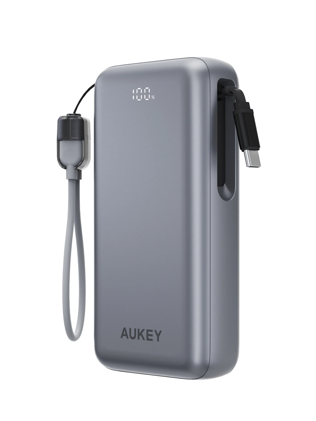 Aukey PB-Y94 Swivel Det 65W 20000mAh Fast Charging Power Bank with Detachable Cable [3C | CCC Certified] Grey