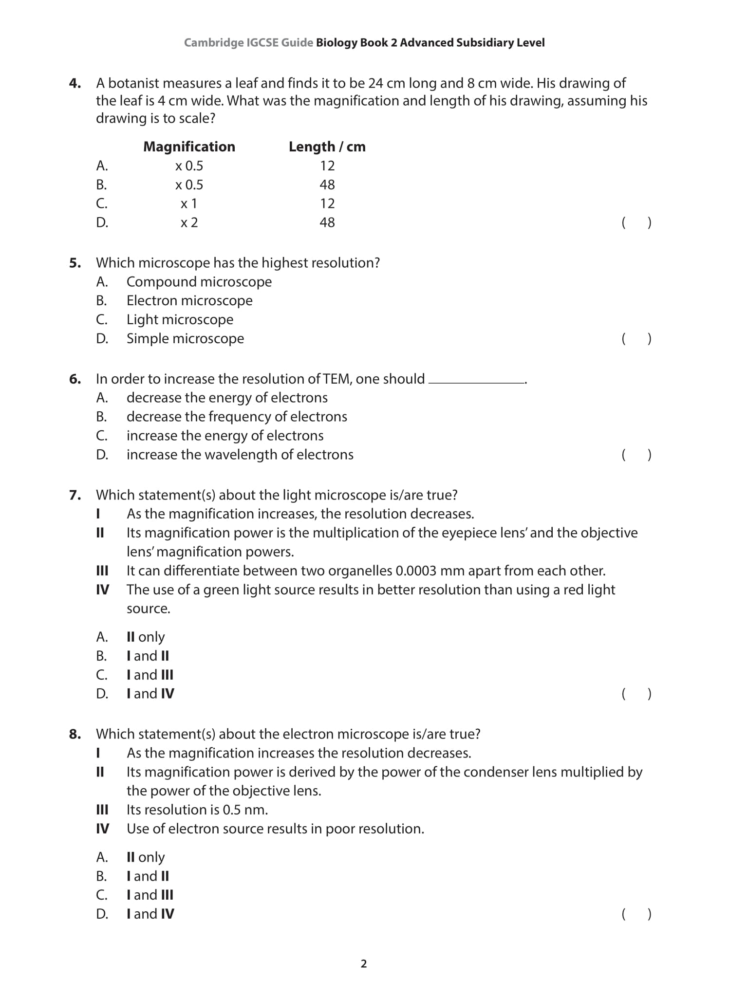 IGCSE CAMB BIO BK2: ADVANCED SUB LVL