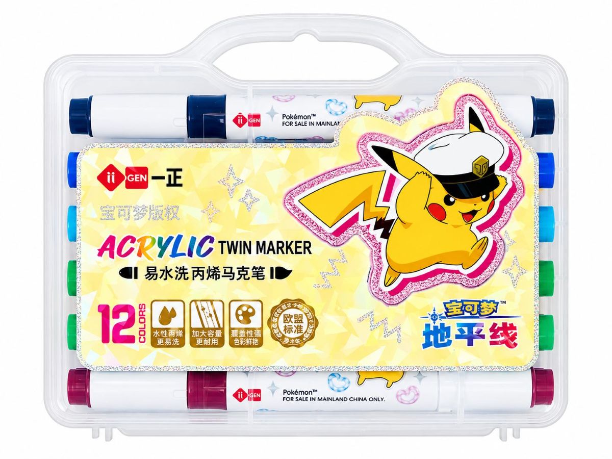  Pokémon Acrylic Twin Marker Set 12 Colours 