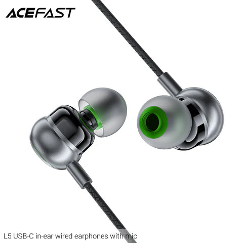 Acefast L5 USB-C In-Ear Wired Earphones With Mic – Black 