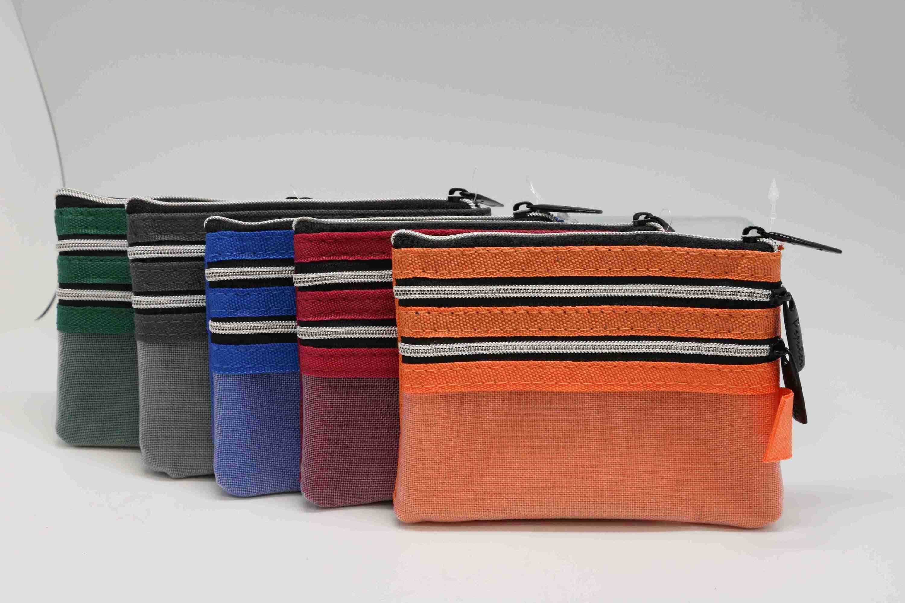 POP BAZIC Solid White Mesh 3 Zipper Pouch Card