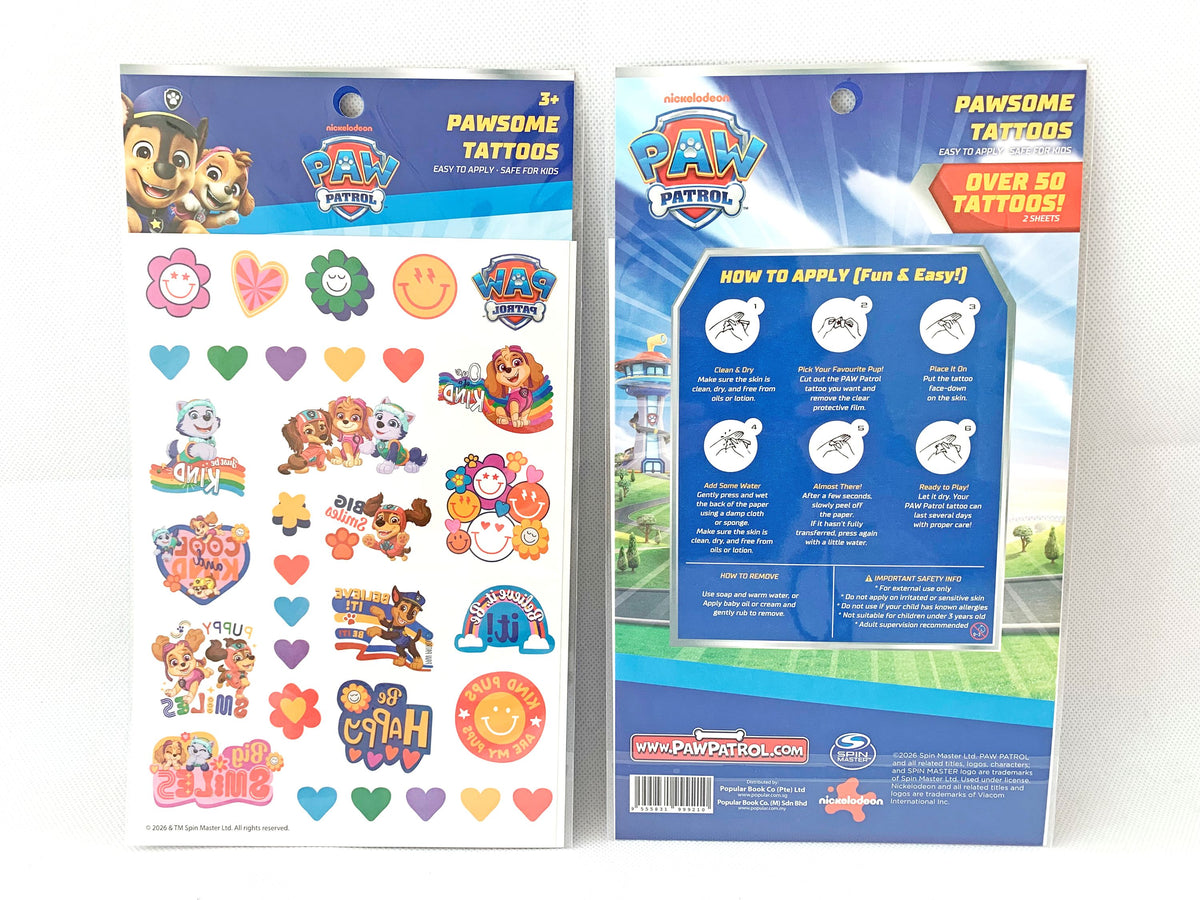 Paw Patrol Tattoo Sticker 2 Sheets Set, PAWP-TTS-2