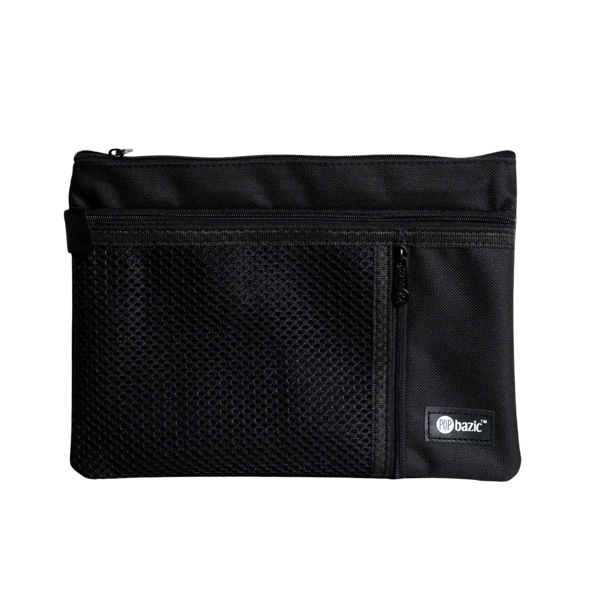 Pop Bazic 3-Pocket Zipper Bag A5 – Black 