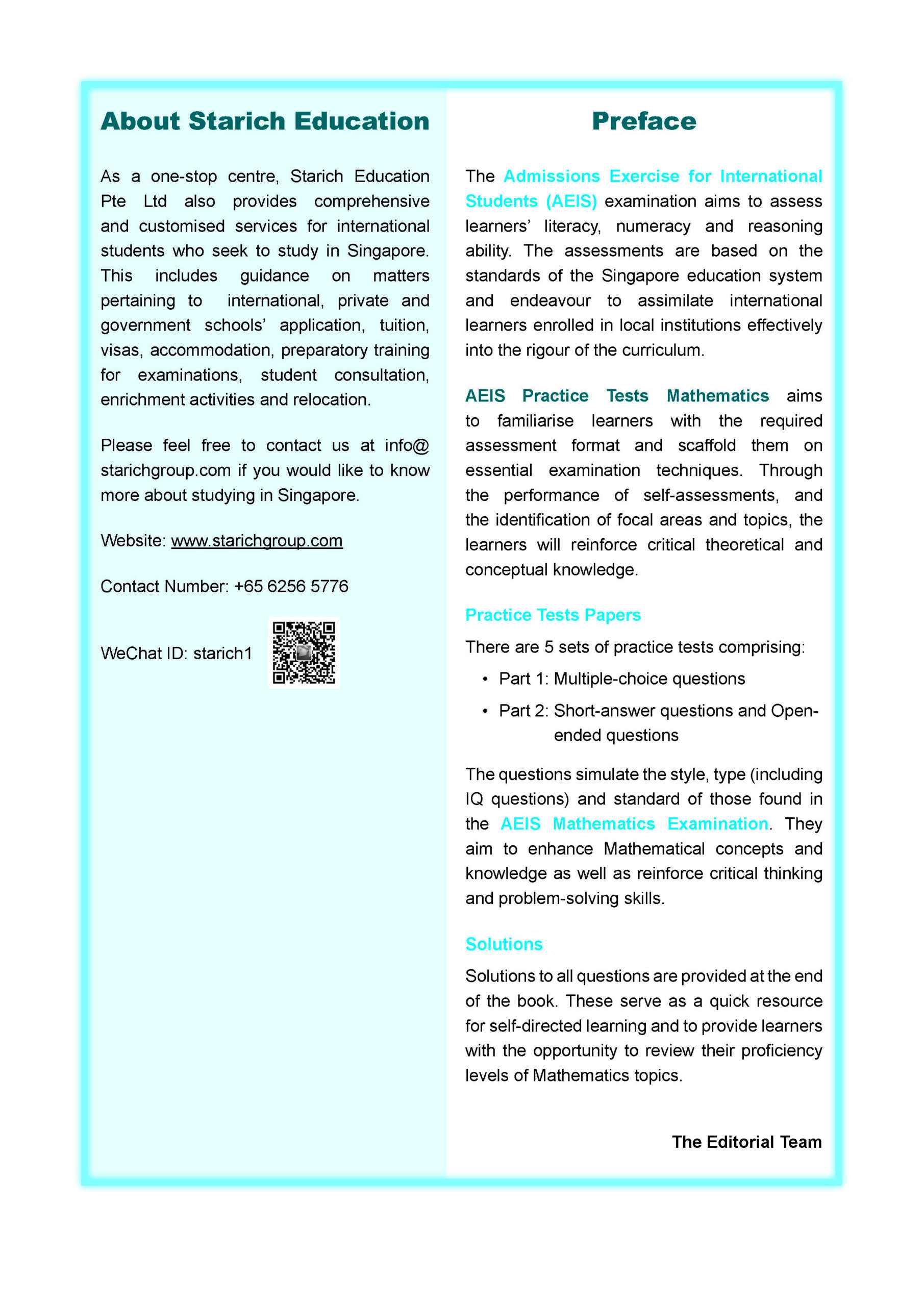 AEIS Practice Tests MATHEMATICS – Secondary 1 (12 to 14+ Years)