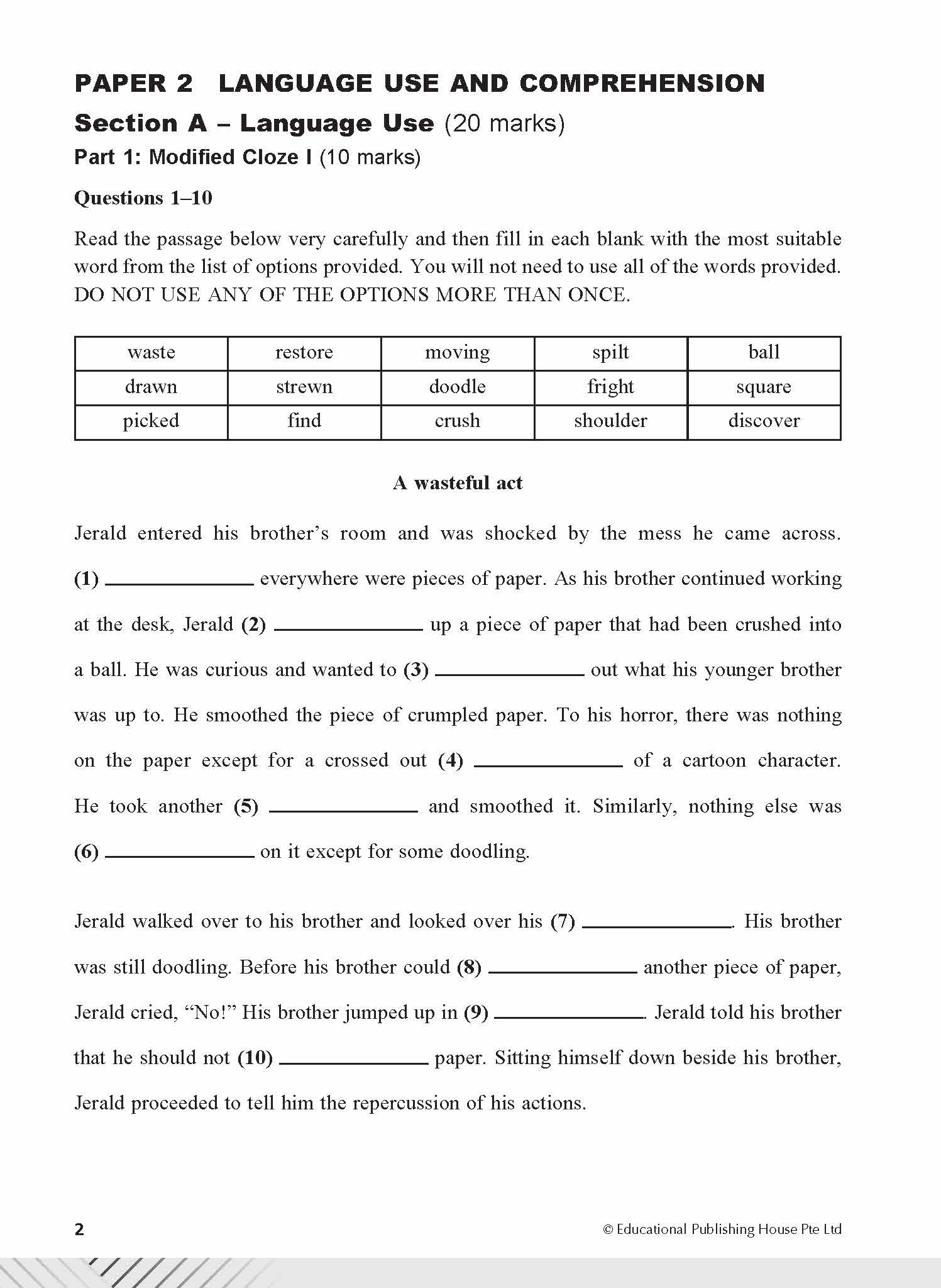 Secondary 2NT/G1 English Examination Practice