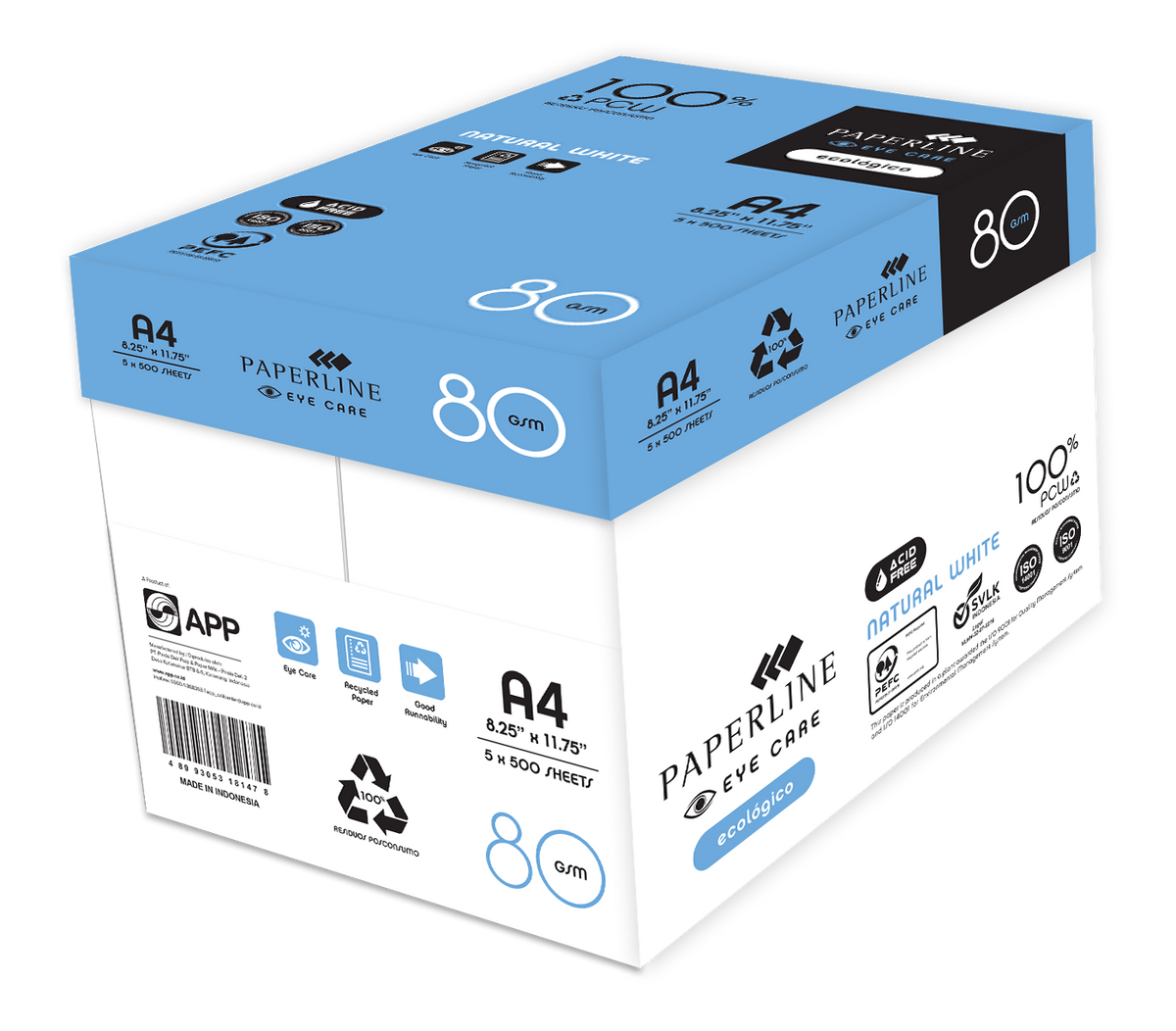 Paperline Eyecare Rcl Paper 80g A4 500's (1 carton)