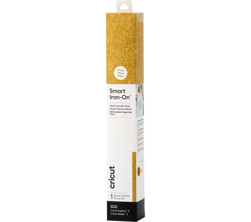 Cricut Smart Iron-on Glitter (0.9 M) | Gold | Compatible with Cricut Maker 3 & Explore 3 & Venture