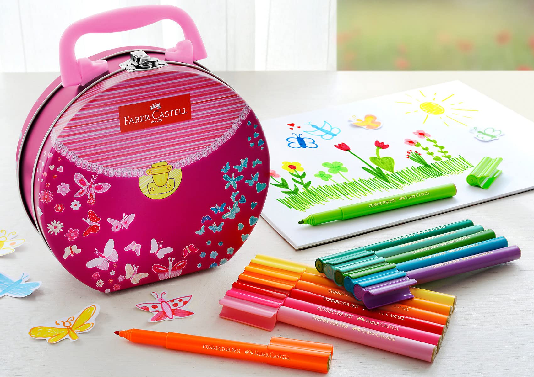 Faber-Castell Connector Pen in Hand Bag Gift Tin, Set of 33-155537