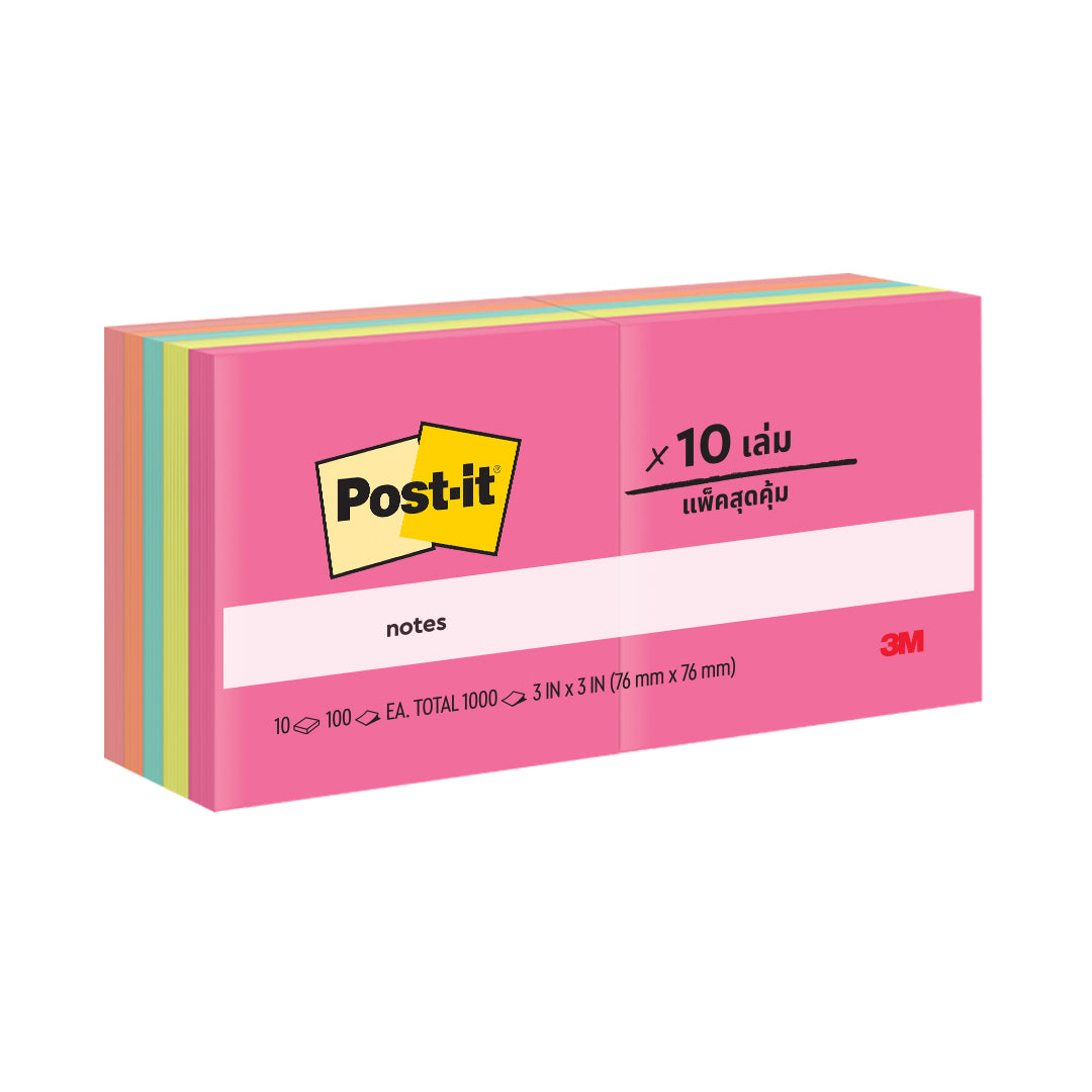 Post-it® 654-10AN Poptimistic Colours Notes 3x3" 10Pads/Pack