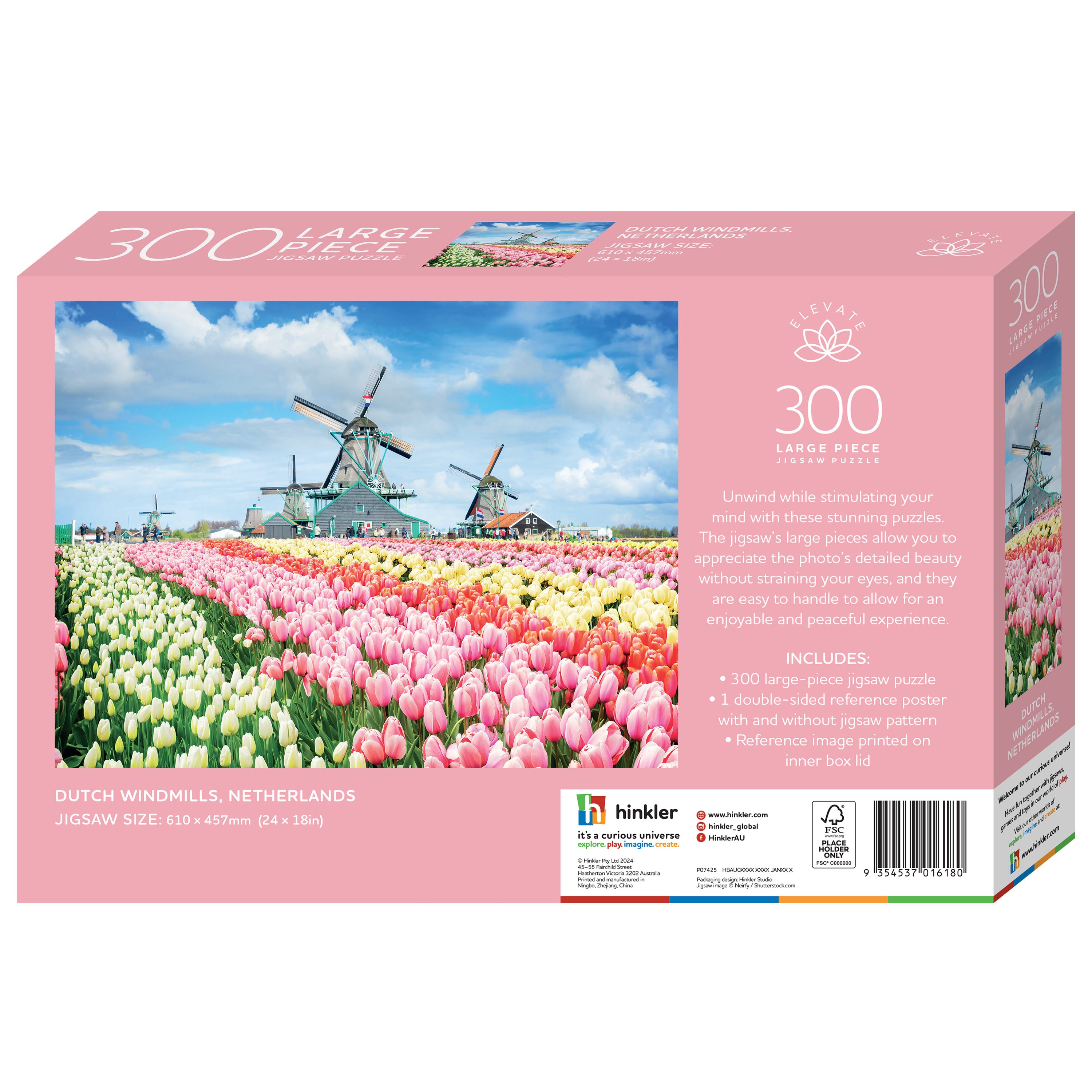 HINKLER ELEVATE 300 LARGE PIECE JIGSAW PUZZLE DUTCH WINDMILLS NETHERLANDS