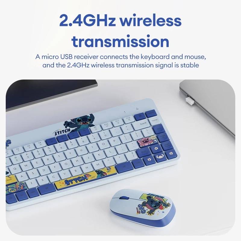 Disney QS-KM01 2 In 1 Wireless Keyboard And Mouse Mice Combo - Stitch