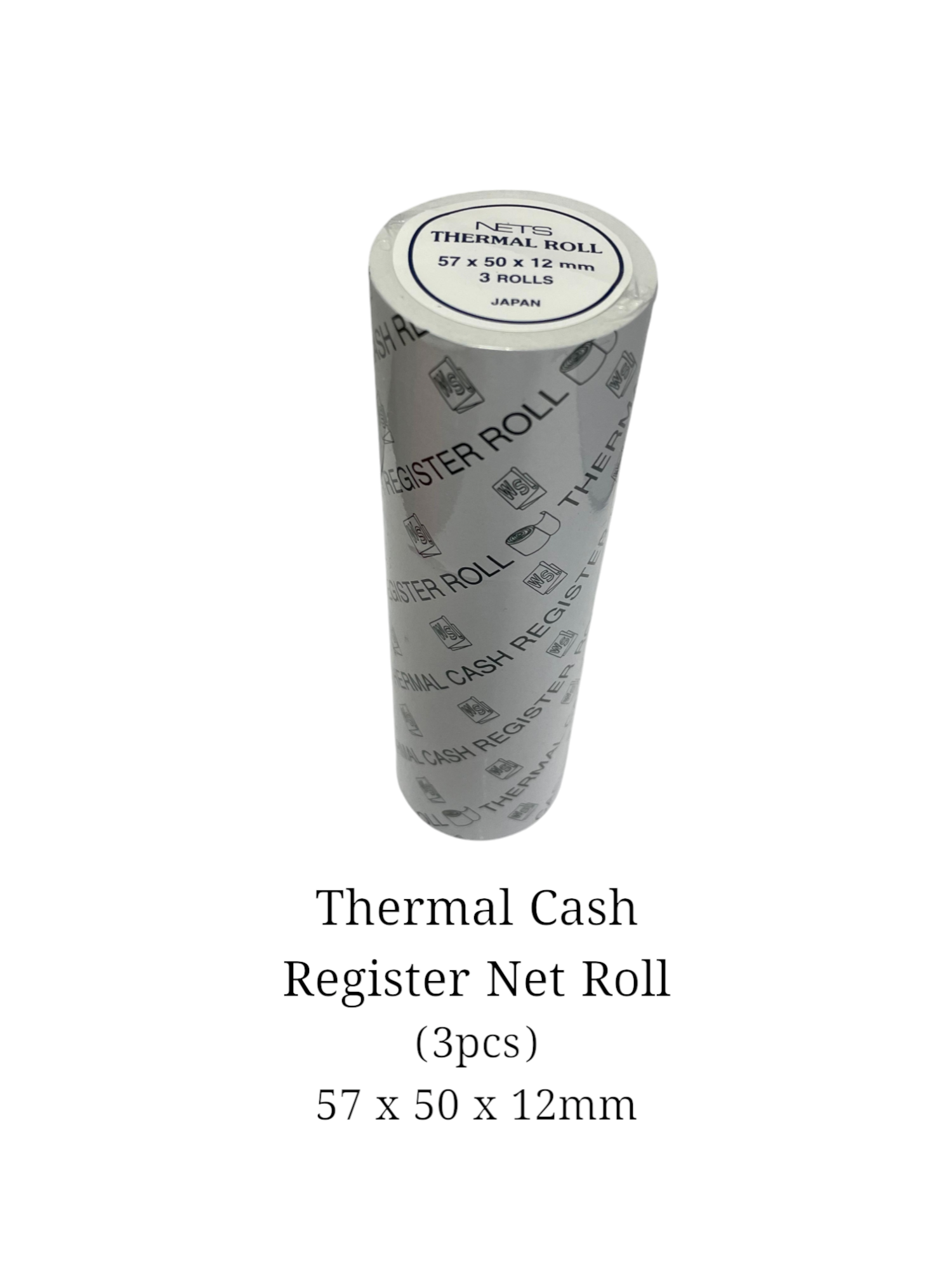 Waysin Thermal Cash Register Net Roll, 3pcs, 57mm X 50mm X 12mm