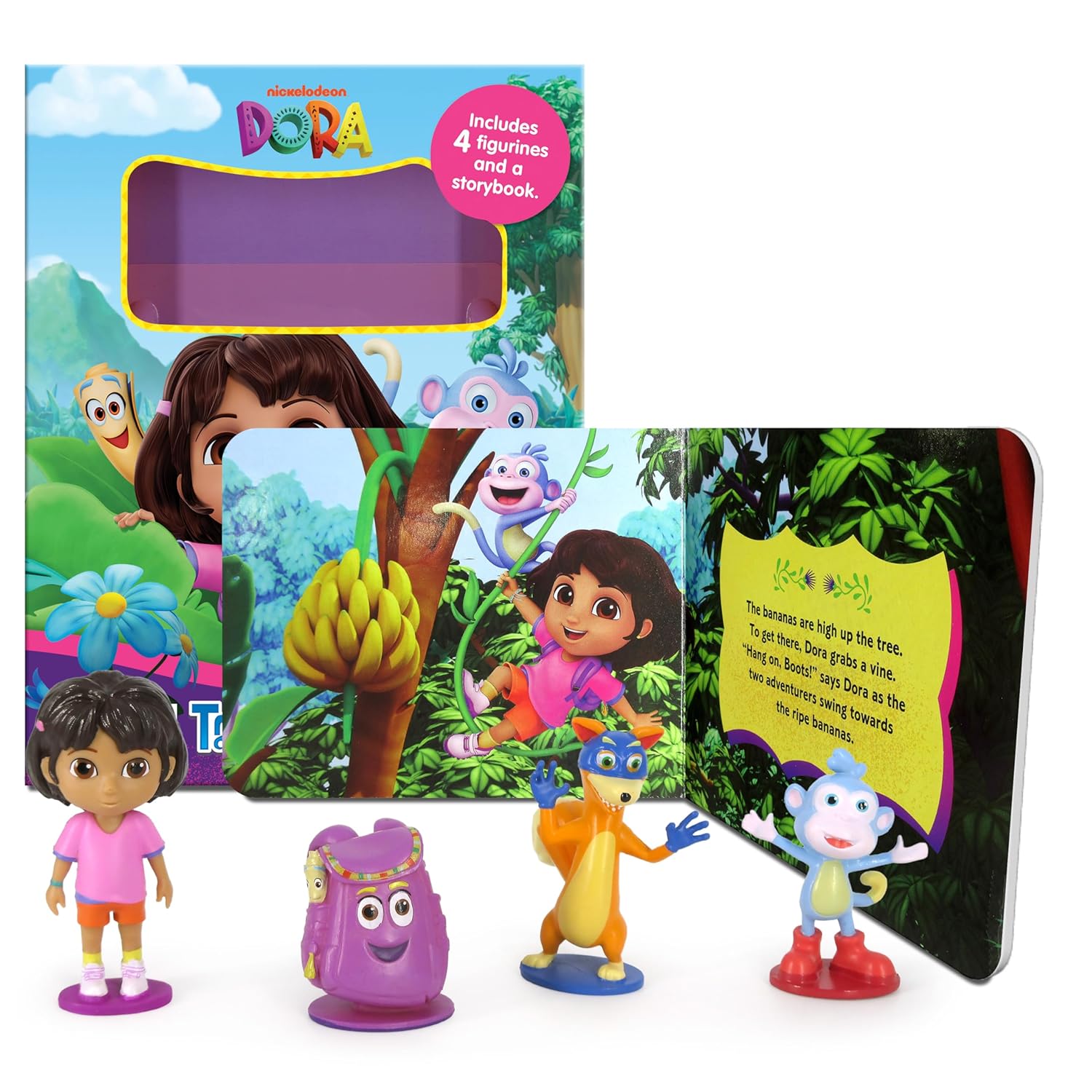 Nickelodeon Dora Tattle Tales (Activity Books For Kids, 12-Page Storybook, 4 Figurines) Board Book – Picture Book