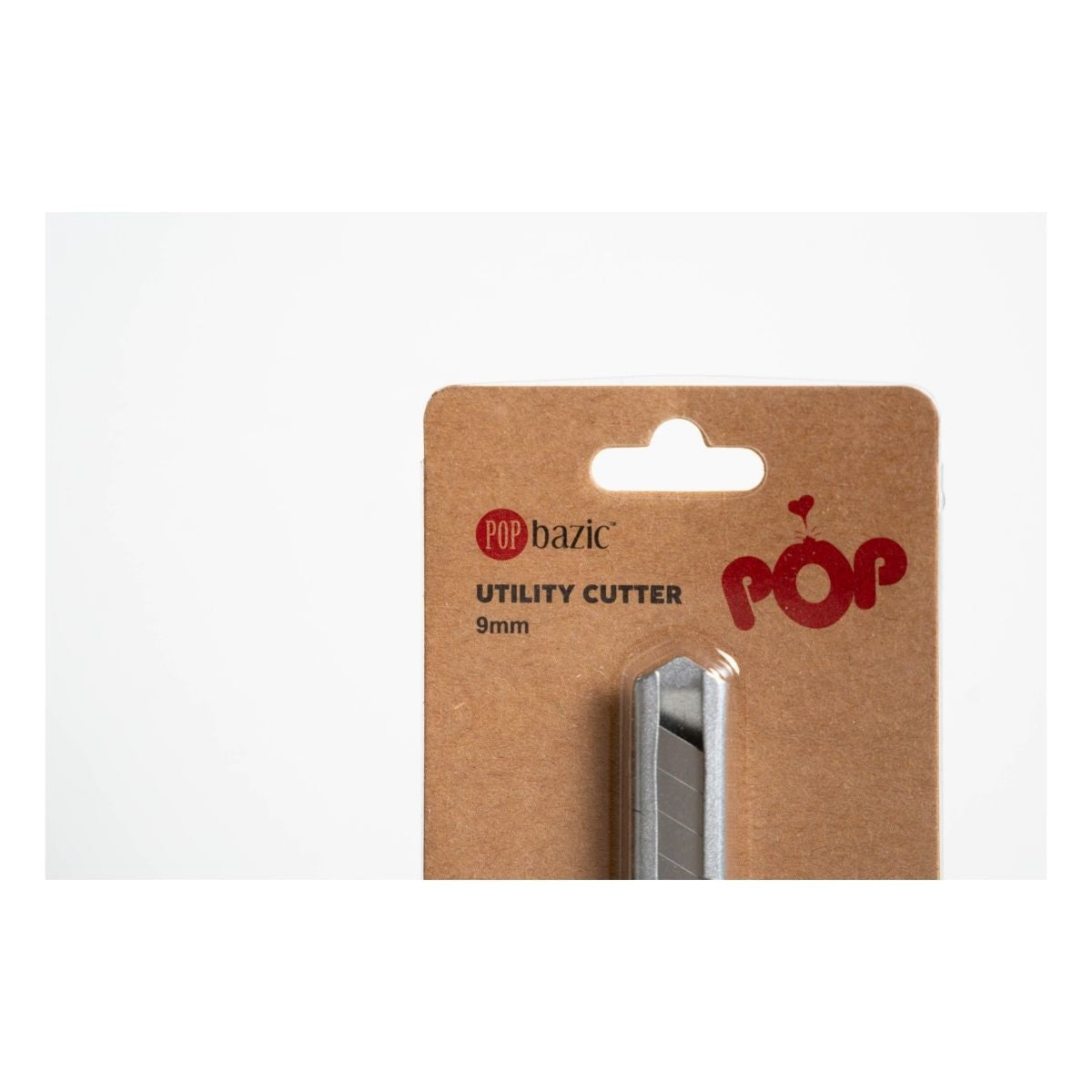 Pop Bazic Large Utility Cutter Knife Silver with Black Lock 234bc