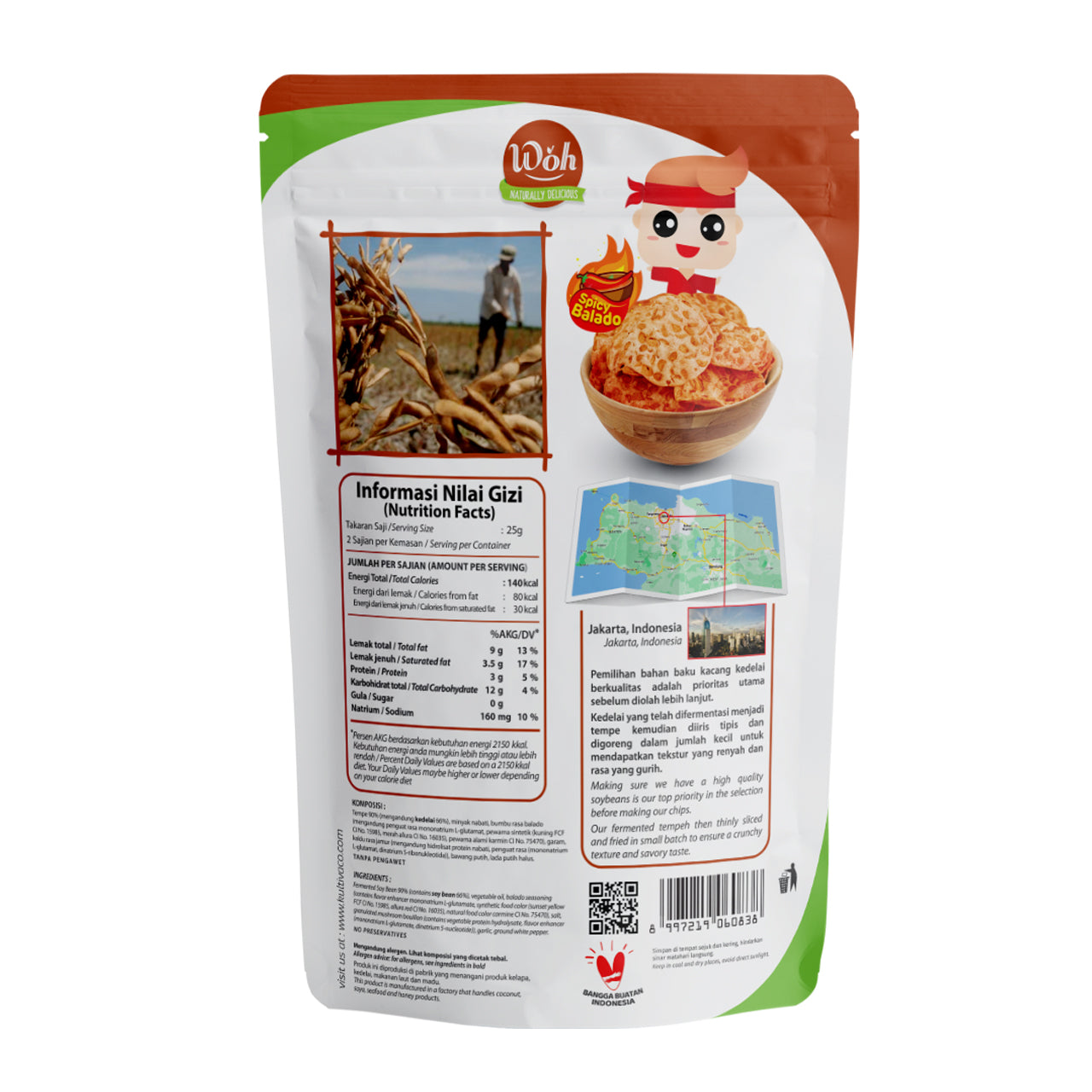 Woh Tempeh Chips 50g Spicy Chili