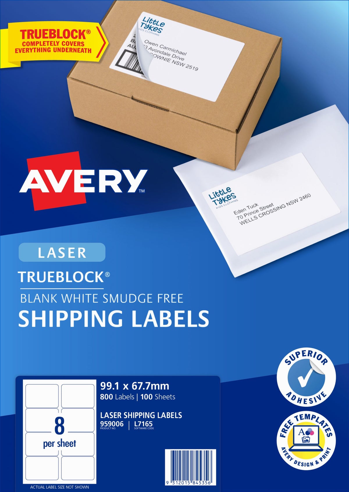 Avery Laser Label 8-sht A4 L7165-10