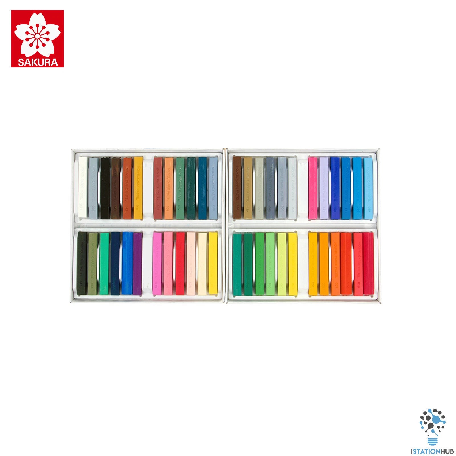 Sakura Nouvel Carre Pastel 48 Colours Set | Semi-Hard Squared Pastel (NCT-48)
