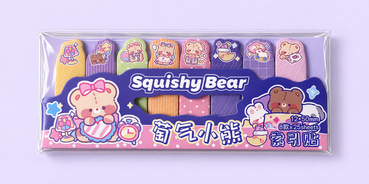  Bear Index Sticky Notes 8pc Set – 4 Assorted Design 