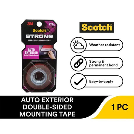 Scotch® 710-S12 Auto Exterior Double-Sided Mounting Tape, 12mm x 1.5m