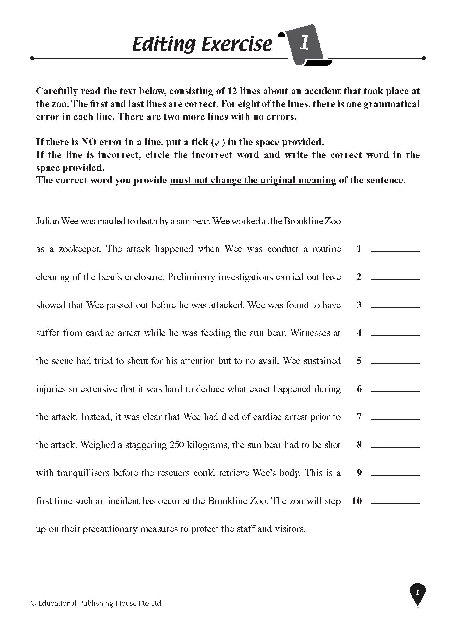 Lower Secondary Express Editing Exercises