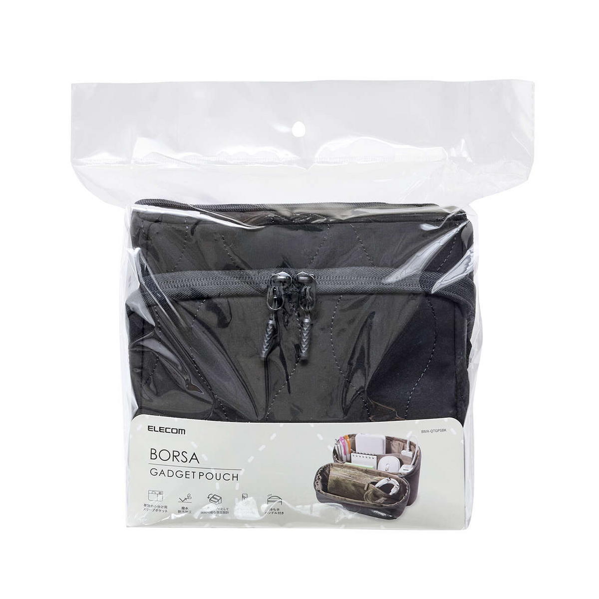 Elecom BMA-QTGPSBK Quilted Gadget Pouch, Stand Type