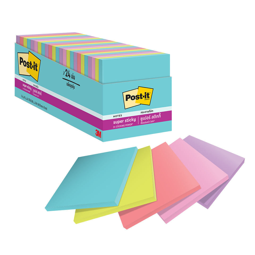 Post-it® 654-24SSMIA-CP Super Sticky Notes Cabinet Pack, 24pads/box, 3X3"