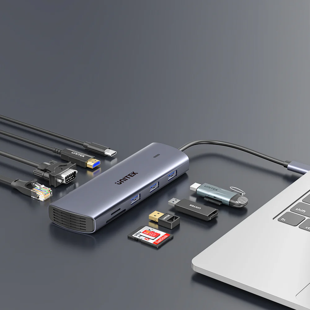 Unitek D1113A 9-in-1 USB-C Hub with Dual Display, Dual Card Reader and 100W PD