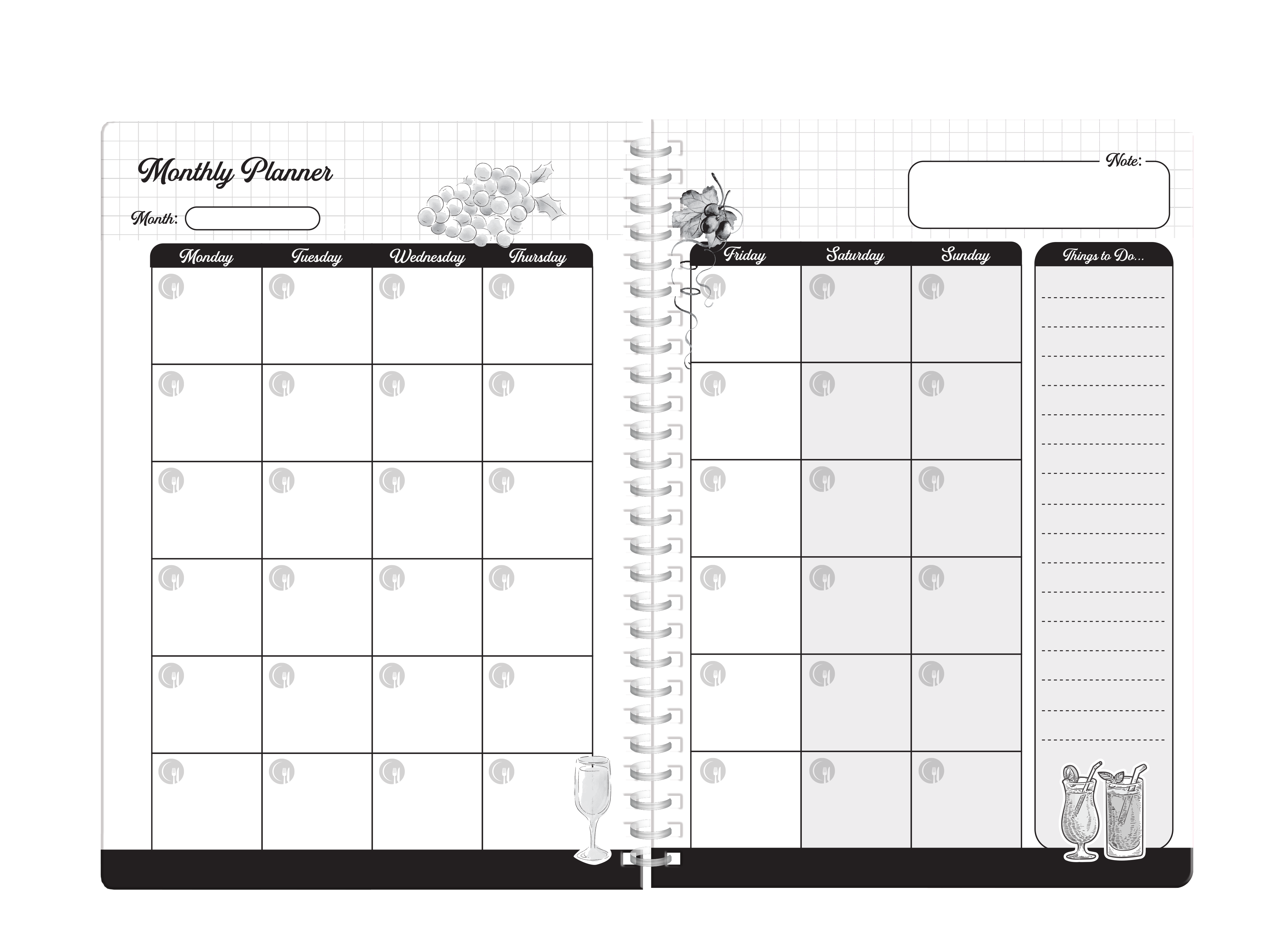 Undated Planner Notebook'25 Twilight & Wine A5