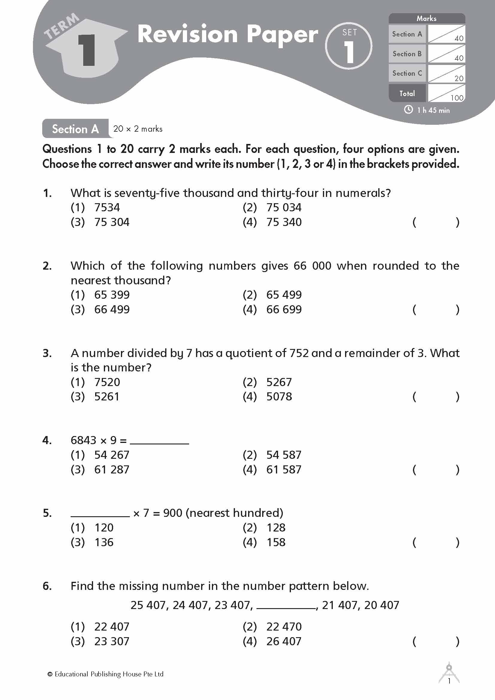 Primary 4 Maths Revision Papers