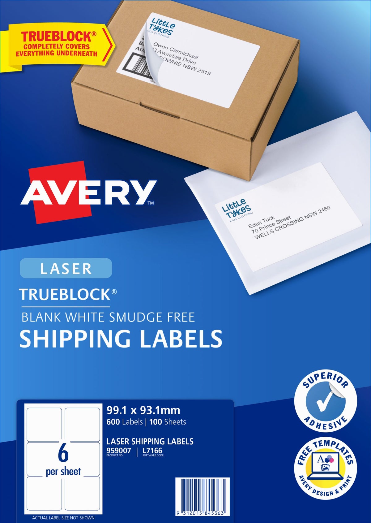 Avery Laser Label 6-sht A4 L7166-10