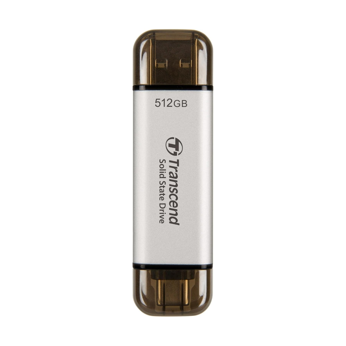 Transcend TS512GESD310S Portable SSD, 512 GB, High Speed, Up to 1050 MB/s, Ultra Small, Lightweight, 0.4 oz (11 g), Supports Type-A/Type-C Compatible, PS4/PS5, Operation Verified, USB 10Gbps, Silver