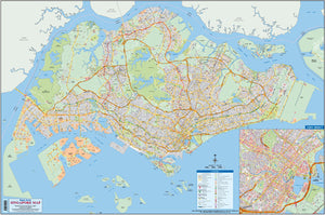 Singapore Map (M) 99 x 66 cm