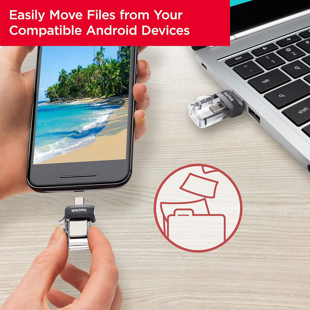 SanDisk SDDD3-256G-G46 Ultra Dual Drive USB 3.0 OTG Flash Drive, 256GB,Black