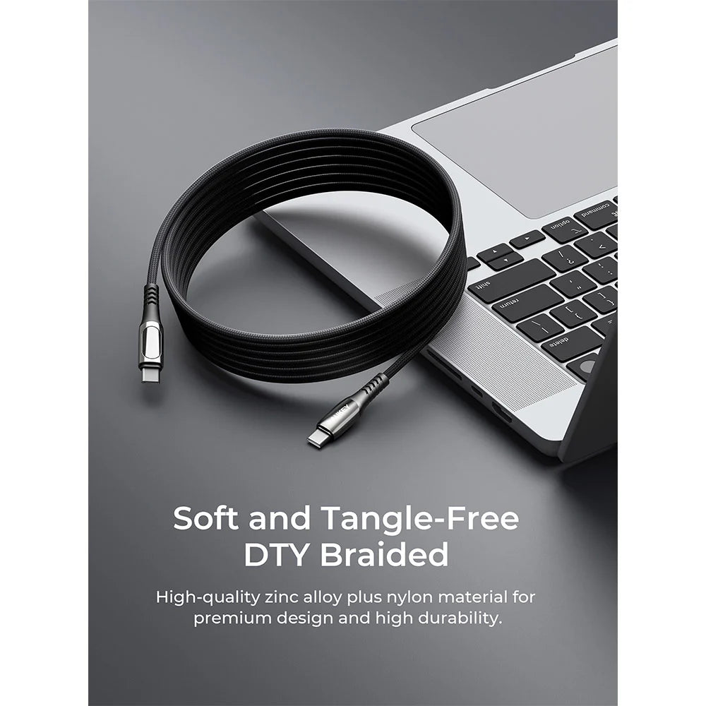 Aukey CB-DCC244 Impulse 240W 2M DTY Braided USB-C to USB-C Cable with LCD Display
