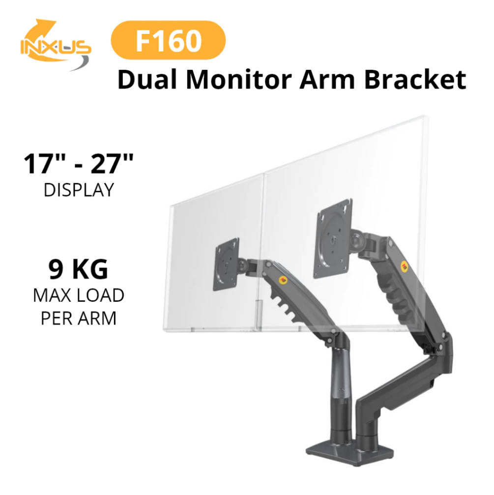 North Bayou F160 DUAL Monitor Arm - Grey