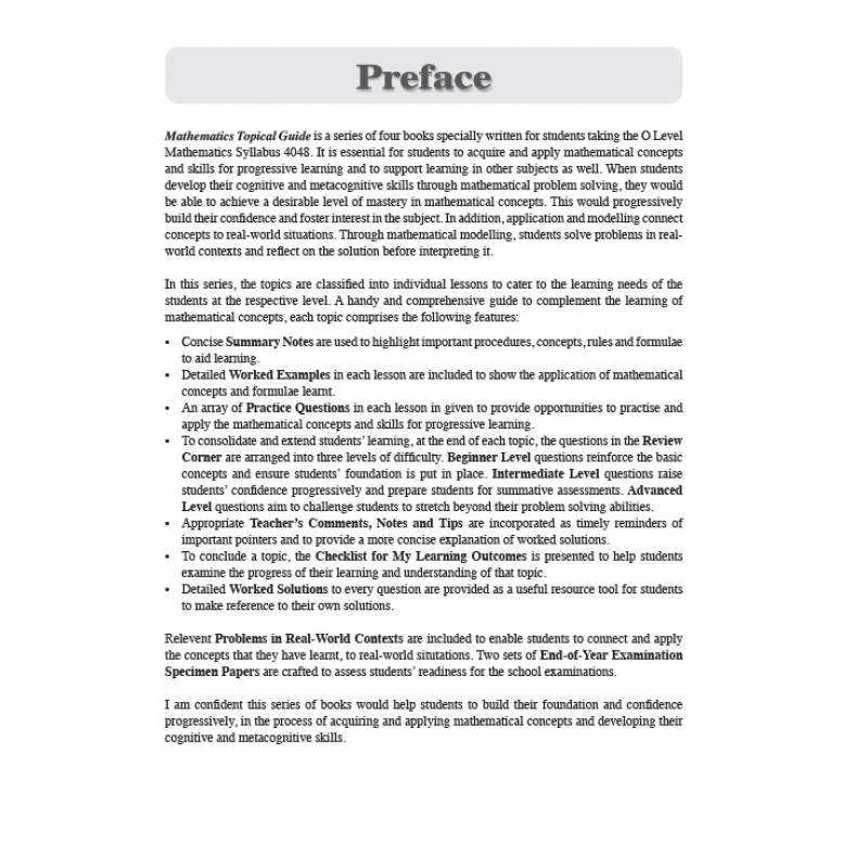Secondary 1 Mathematics Topical Guide - Revised Edition