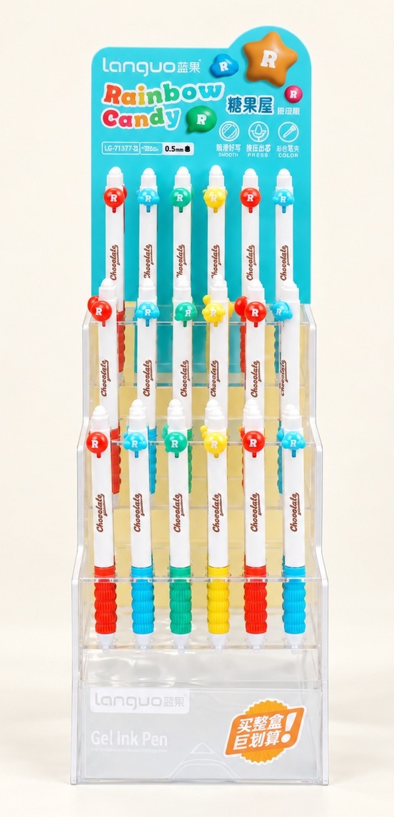  Rainbow Candy Gel Pen 0.5mm (Black Ink) - 4 Assorted Colour 