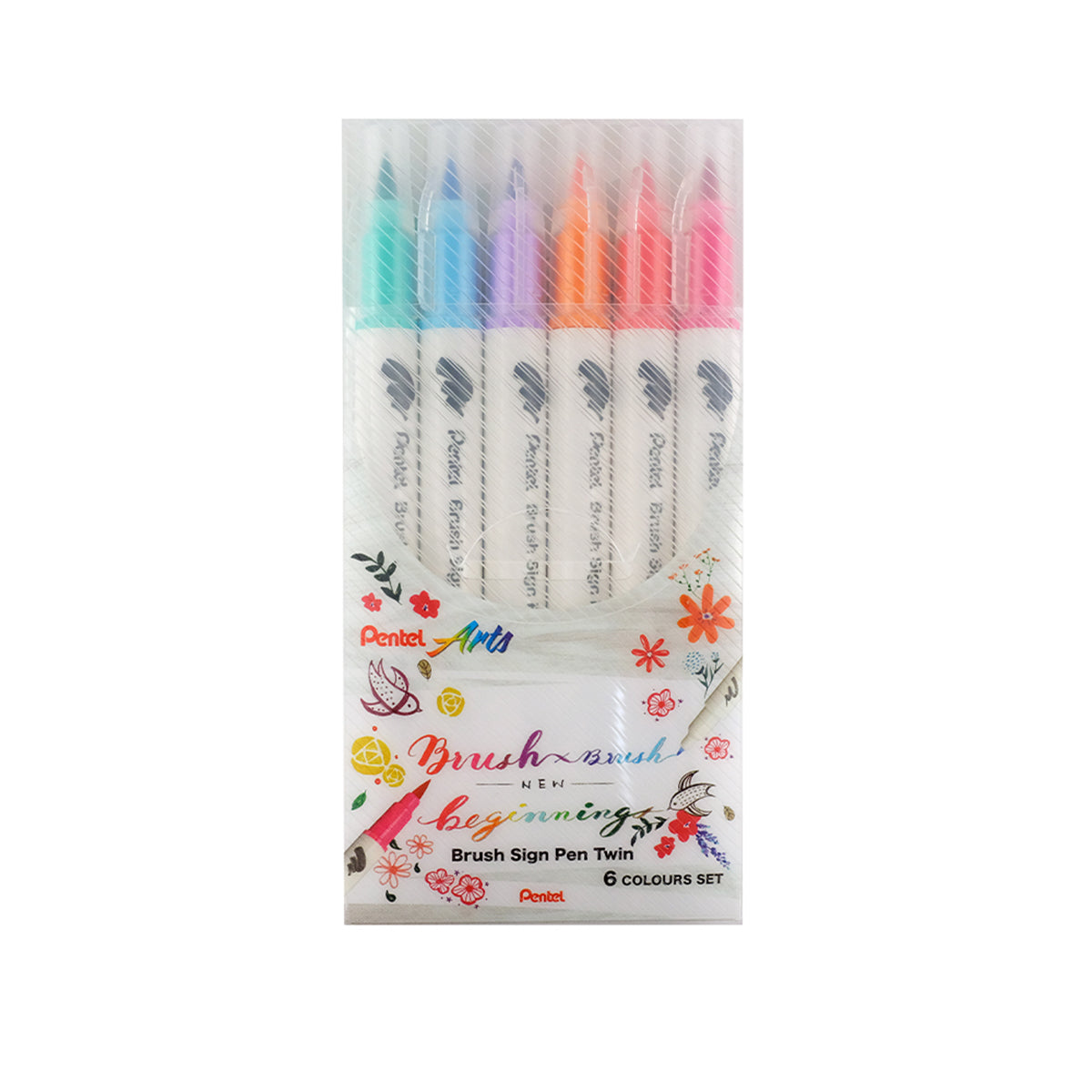 PENTEL Brush Sign Pen Twin 6C Radiant Se