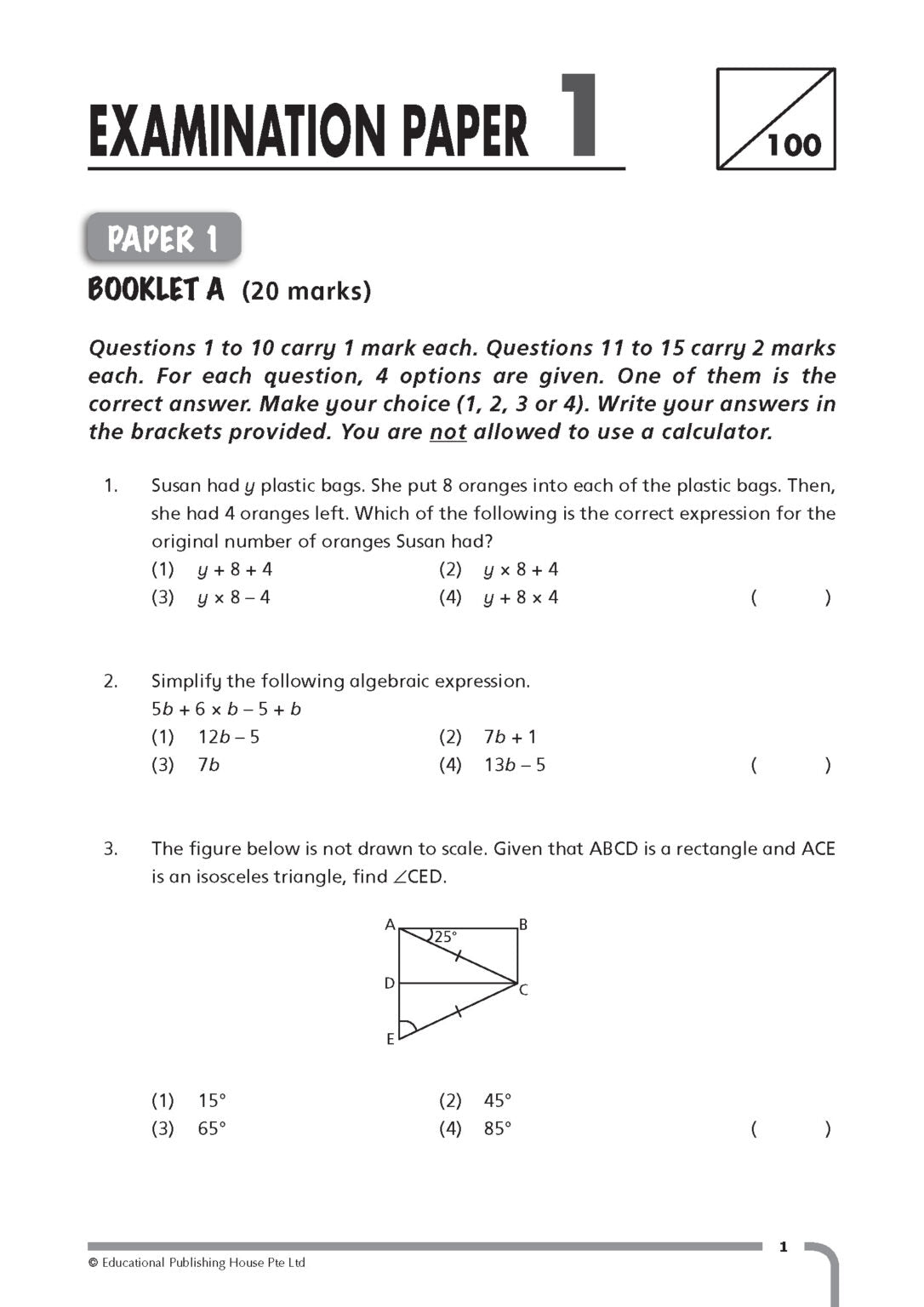Primary 6 Top Maths Examination Papers