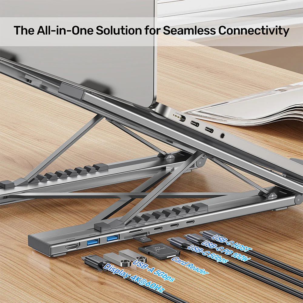 Unitek D1137AGY01 Foldable Laptop Stand with Docking Station