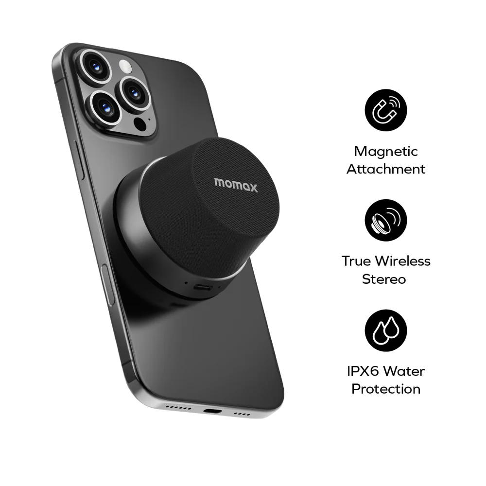 Momax 1-Vibe Go Magnetic Speaker Black