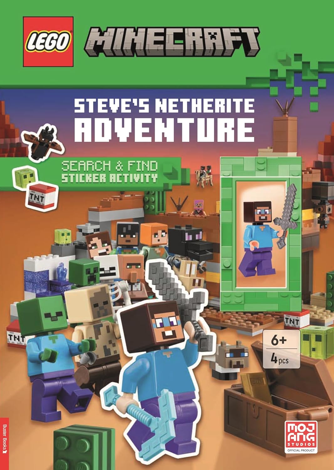 LEGO® Minecraft®: Steve's Netherite Adventure Search & Find Sticker Activity (With Steve Minifigure And Sword) (Lego® Search And Find) – Paperback