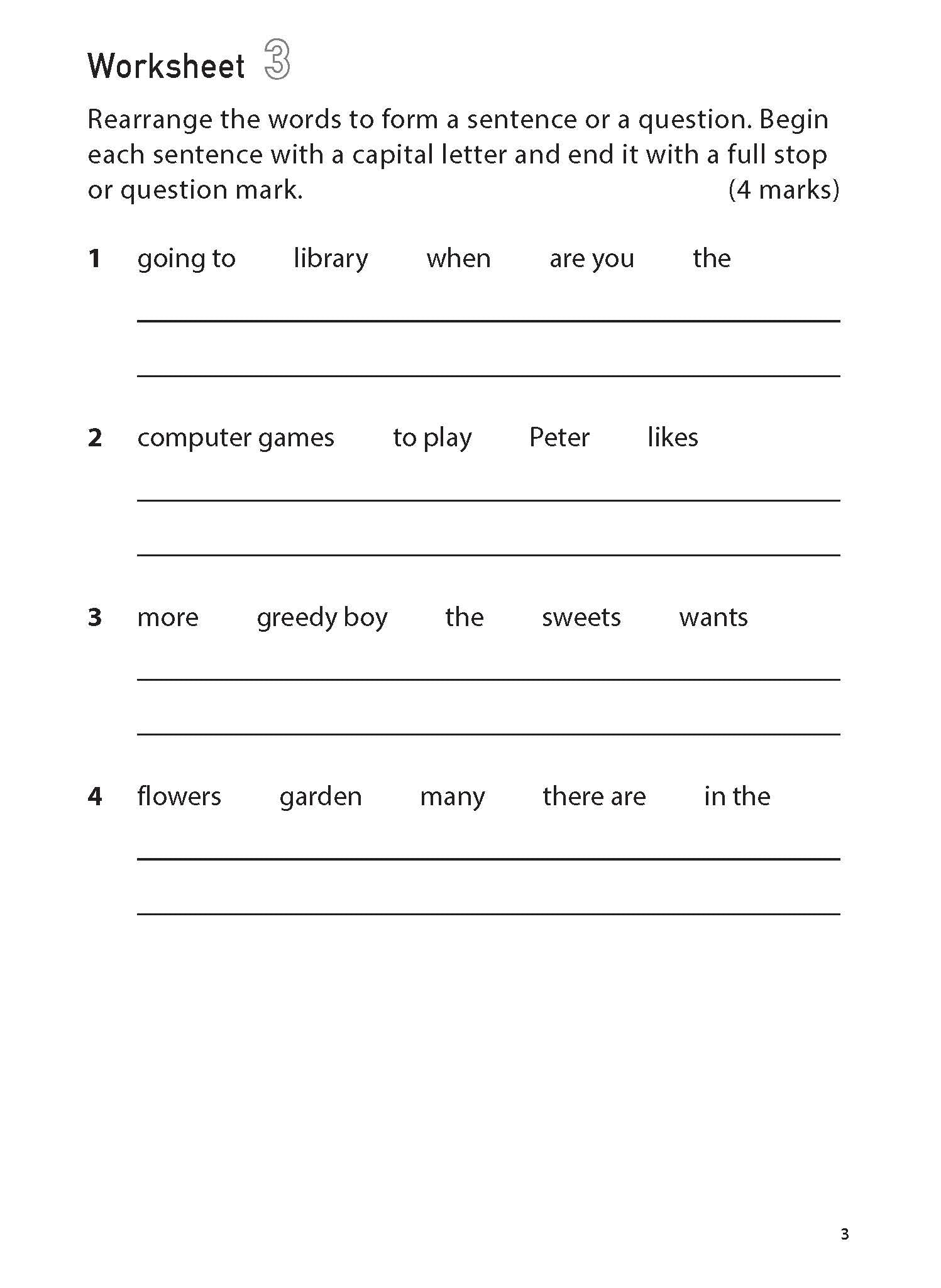 Primary 1 100 Eng Worksheets: Word Order