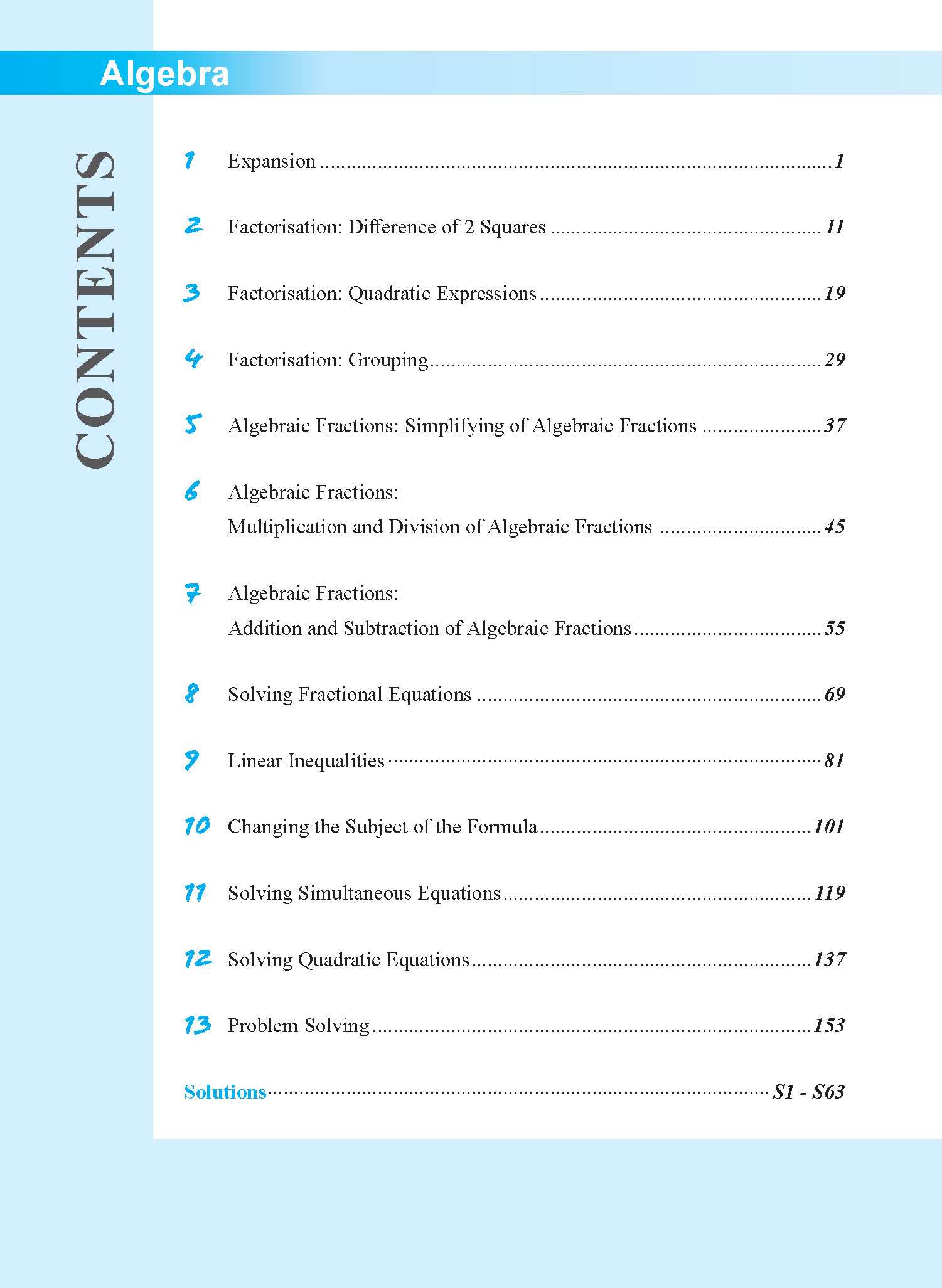 Secondary 2 [G3 and IP] Integrated Maths - Algebra -4th Edition